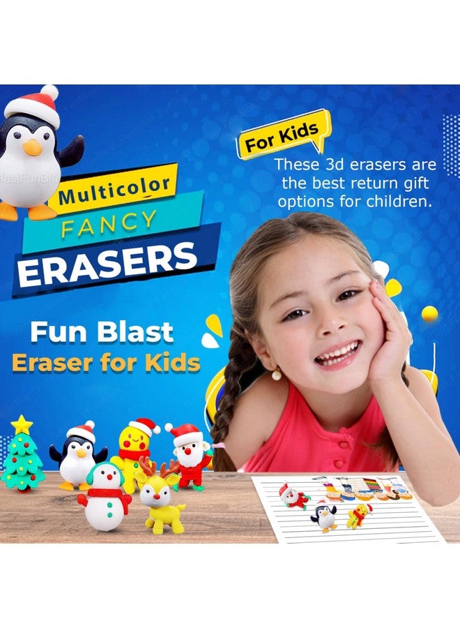 FunBlast Merry Christmas Erasers - Santa Erasers Stationery Gift for Kids, Kawaii Erasers for Kids, Christmas Gifts, Eraser for Children School Kids, Return Gifts for Kids (6) - Image 2