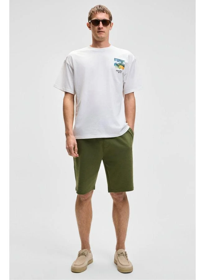 GRIMELANGE CAMILLO Men's Pocket Zipper Elastic Waist Light Khaki Shorts & Bermuda.