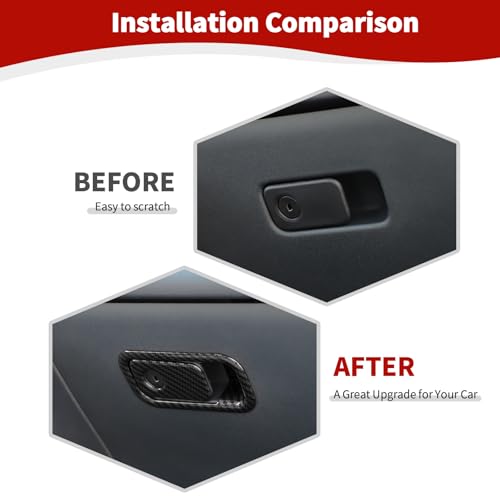 JOSHELA for Mustang Glove Box Handle Trim Cover Fit for Ford Mustang 2024 up Black Carbon Fiber Interior Accessories 2pcs - Image 3