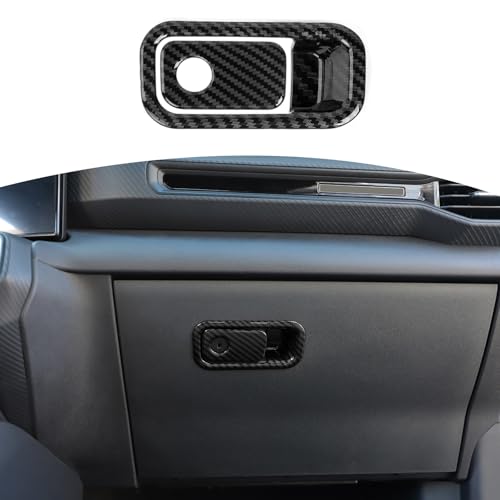 JOSHELA for Mustang Glove Box Handle Trim Cover Fit for Ford Mustang 2024 up Black Carbon Fiber Interior Accessories 2pcs - Image 1