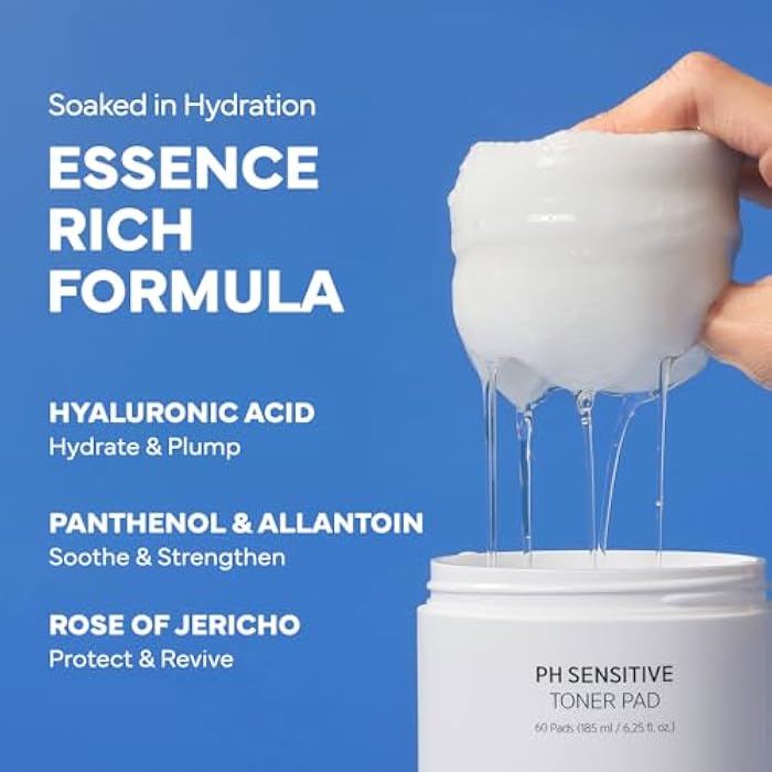 SAM'U SAM’U PH Sensitive Toner Pad – Splitable Dual-Textured Vegan Facial Exfoliating Pads with Hyaluronic Acid & Panthenol for Daily Hydration & Soothing - Korean Skin Care (60 Pads) - Image 5