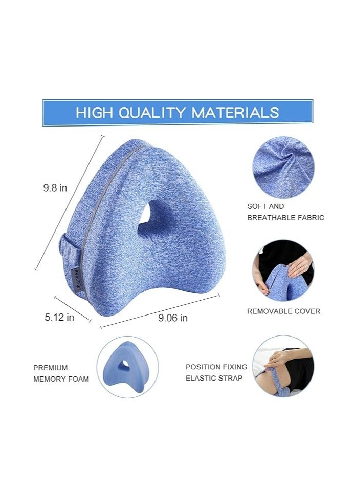Beauenty Leg & Knee Foam Support Pillow for Side Sleepers,Memory Foam Pillow Knee Pillows for Hip Pain, Lower Back Pain Relief, & Side Sleeper Pillows for Adults, Leg Pillow with Washable Cover (Blue) - Image 5