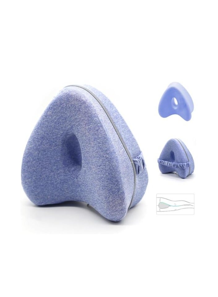 Beauenty Leg & Knee Foam Support Pillow for Side Sleepers,Memory Foam Pillow Knee Pillows for Hip Pain, Lower Back Pain Relief, & Side Sleeper Pillows for Adults, Leg Pillow with Washable Cover (Blue) - Image 2