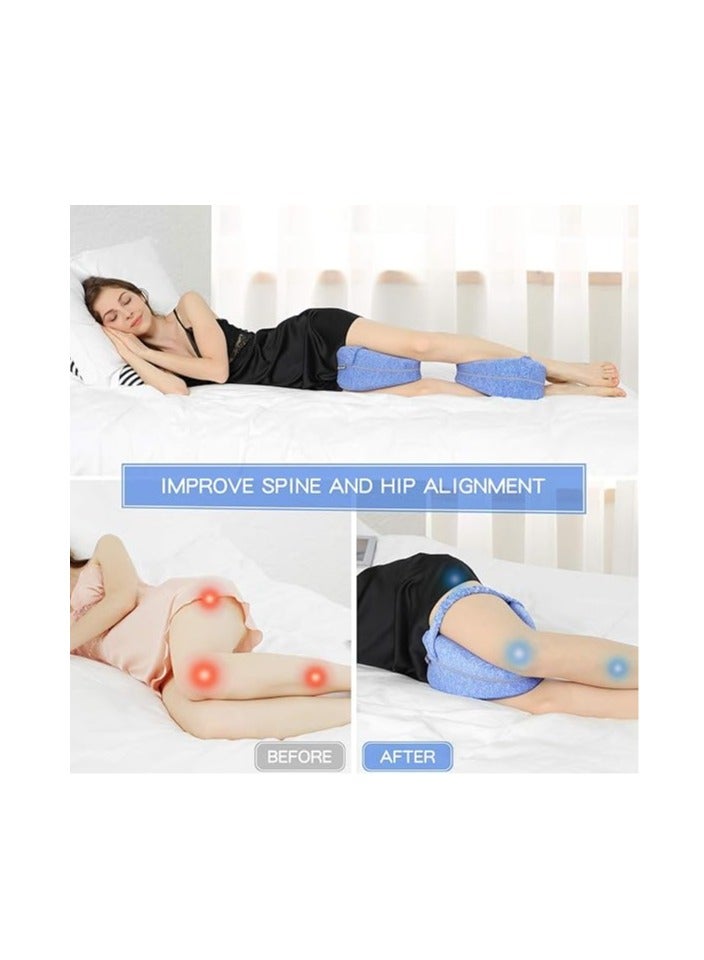 Beauenty Leg & Knee Foam Support Pillow for Side Sleepers,Memory Foam Pillow Knee Pillows for Hip Pain, Lower Back Pain Relief, & Side Sleeper Pillows for Adults, Leg Pillow with Washable Cover (Blue) - Image 4