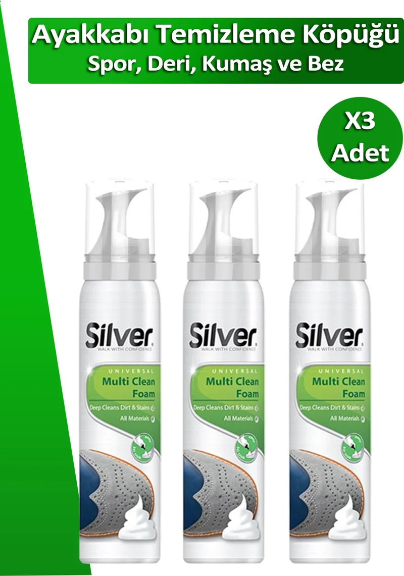 Dopar 3 Pieces Silver Sneaker Cleaning Foam 125 ml with Sponge