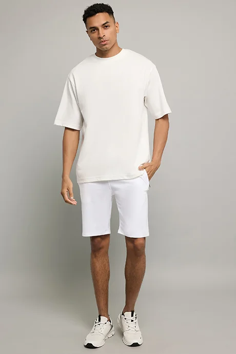 أر أند بي Solid T-Shirt with Crew Neck and Short Sleeves