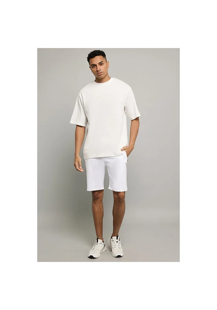 أر أند بي Solid T-Shirt with Crew Neck and Short Sleeves