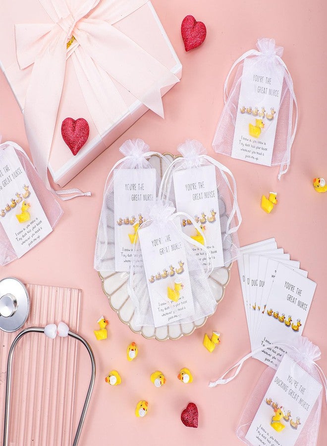Barydat 30 Set Nurses Week Gifts Bulk 2026 Mini Resin Duck Tiny Ducks Appreciation Card with Organza Bag Thank You Gift for Women Men CNA Week Nurse Party Favors Nursing Staff - Image 4