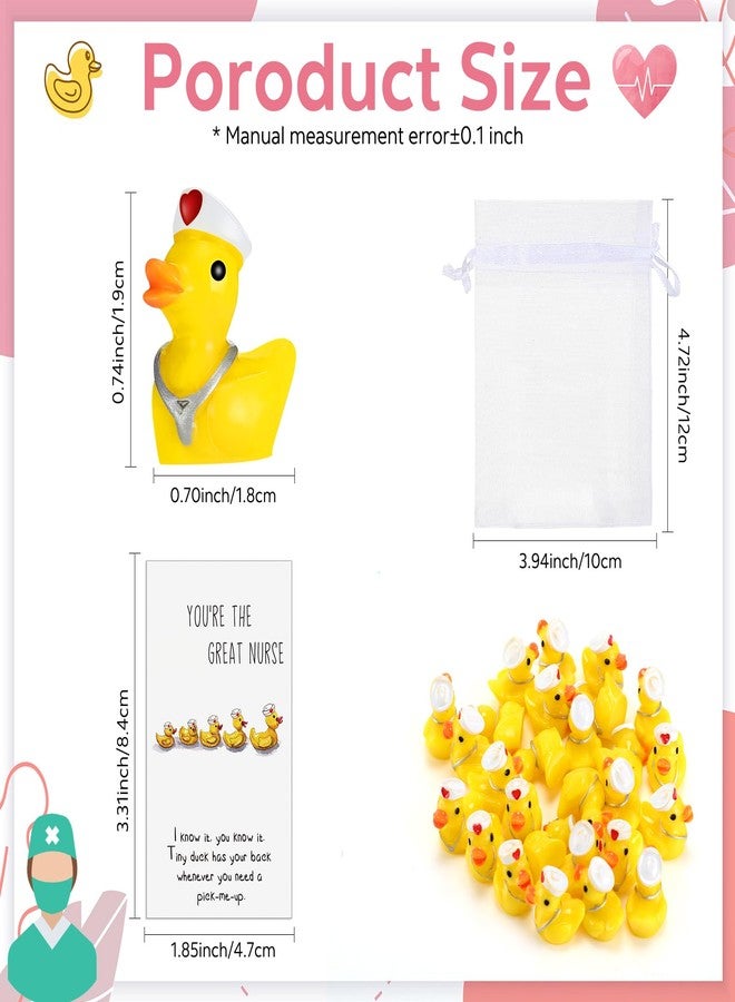 Barydat 30 Set Nurses Week Gifts Bulk 2026 Mini Resin Duck Tiny Ducks Appreciation Card with Organza Bag Thank You Gift for Women Men CNA Week Nurse Party Favors Nursing Staff - Image 2
