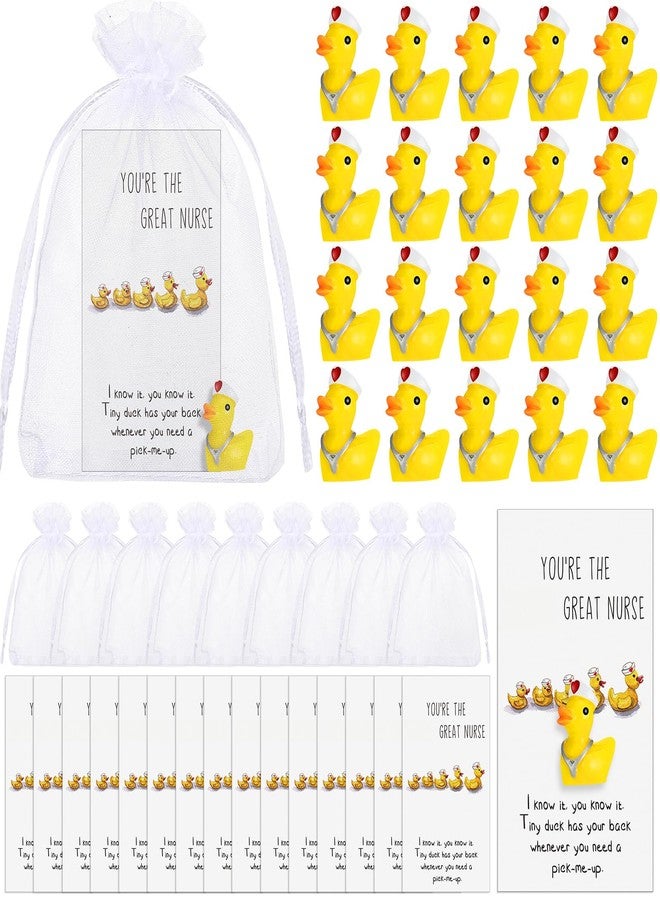 Barydat 30 Set Nurses Week Gifts Bulk 2026 Mini Resin Duck Tiny Ducks Appreciation Card with Organza Bag Thank You Gift for Women Men CNA Week Nurse Party Favors Nursing Staff - Image 1