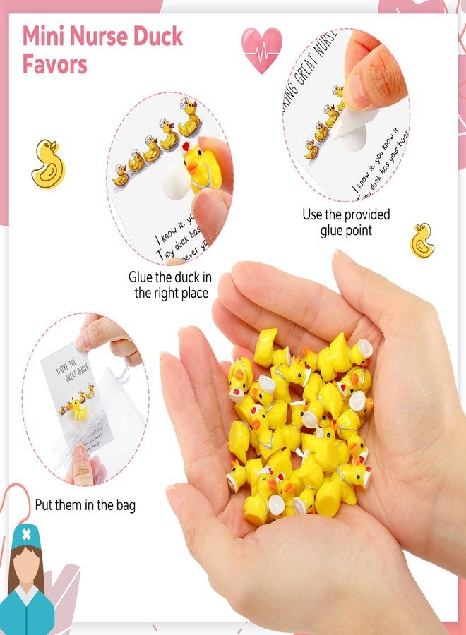 Barydat 30 Set Nurses Week Gifts Bulk 2026 Mini Resin Duck Tiny Ducks Appreciation Card with Organza Bag Thank You Gift for Women Men CNA Week Nurse Party Favors Nursing Staff - Image 3