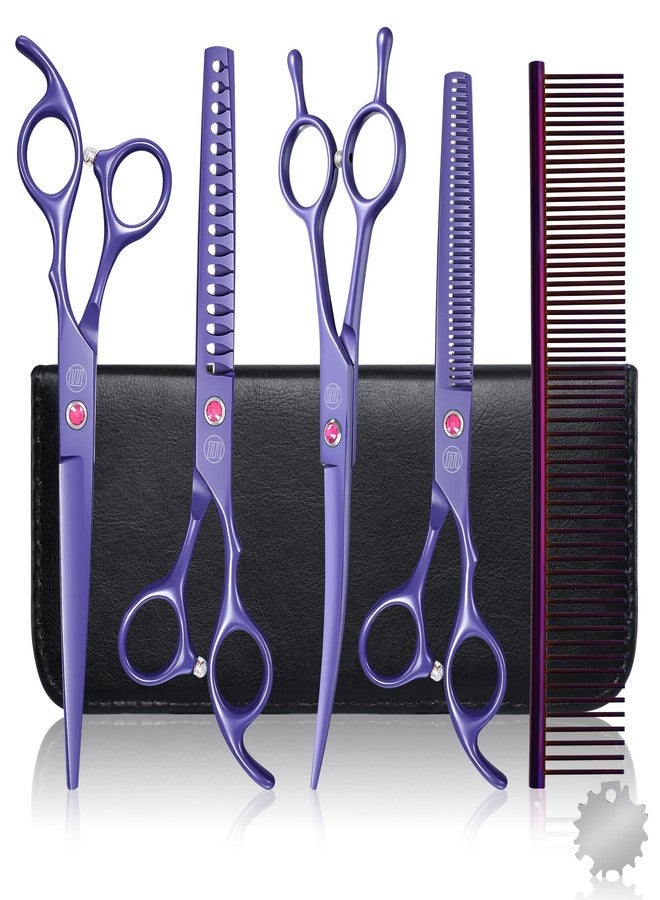 Moontay Professional Dog Scissors Set - 7 Inch/8 Inch Curved Chunkers & Thinning Shears with Grooming Comb - Image 1