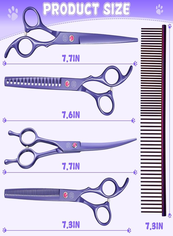 Moontay Professional Dog Scissors Set - 7 Inch/8 Inch Curved Chunkers & Thinning Shears with Grooming Comb - Image 5