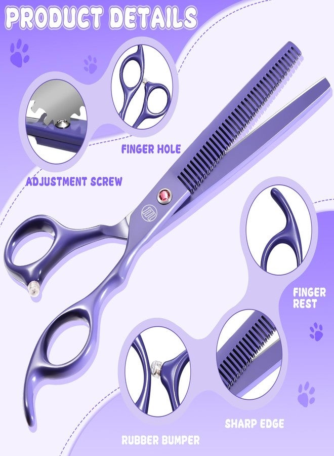 Moontay Professional Dog Scissors Set - 7 Inch/8 Inch Curved Chunkers & Thinning Shears with Grooming Comb - Image 4