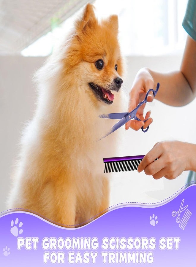 Moontay Professional Dog Scissors Set - 7 Inch/8 Inch Curved Chunkers & Thinning Shears with Grooming Comb - Image 2