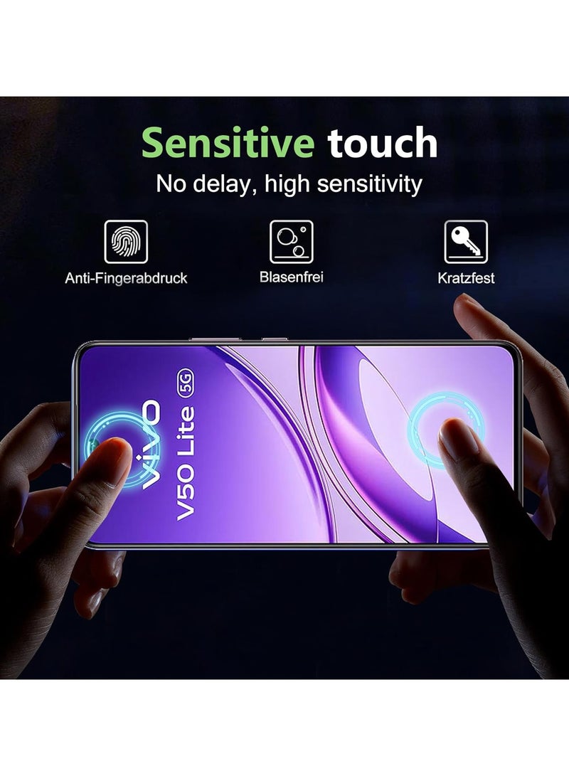 General Screen Protector Compatible with VIVO V50 Lite 5G, [2 pcs] Tempered Glass and [2 pcs] Camera Lens Protector, Scratch Resistant 9H Hardness Tempered Glass  - Image 3