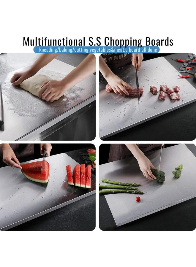 Chefman Multipurpose Chopping Board for Kitchen Medium Size Non-Slip and Rust-Proof Design Safe and Comfortable Use Ideal for Cutting Veges, Meat & Fruit Stainless Steel Food Grade - Image 3