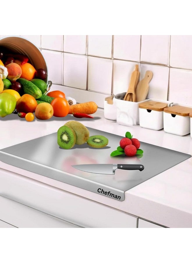 Chefman Multipurpose Chopping Board for Kitchen Medium Size Non-Slip and Rust-Proof Design Safe and Comfortable Use Ideal for Cutting Veges, Meat & Fruit Stainless Steel Food Grade - Image 1