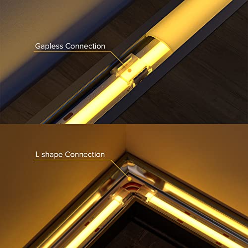 BTF-LIGHTING FCOB COB 10mm 0.39in Connector Kit 14pcs Transparent Connector 5pcs 15cm Long 20AWG Extension Wires for Non-Wired Gapless Solderless,FCOB 2 pin v+ v- Single Color Strip Corner Connection - Image 2