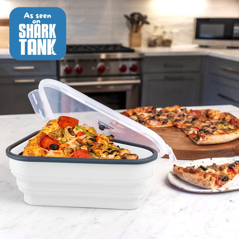 PIZZA PACK The Perfect Pizza Packâ„¢ - Reusable Pizza Storage Container with 5 Microwavable Serving Trays - BPA-Free Adjustable Pizza Slice Container to Organize & Save Space, White - Image 5
