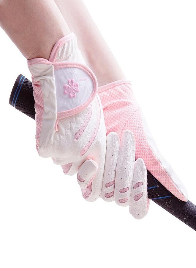 CINGHI LUSSO Kids Golf Glove Girls Pink Golf Glove Breathable and Wear-Resistant Children's Golf Gloves Boys Left Hand and Right Hand L - A Pair - Image 2