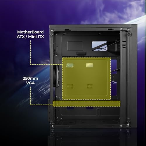 Zebronics Gaming Chassis, Micro ATX/Mini ITX, 80mm Rear Inner Glow Multicolor Fan, USB 3.0, 2X USB Ports, Acrylic Side Panel, Front Panel Multicolor Light Strip, Top-Mounted PSU (Froz) - Image 3
