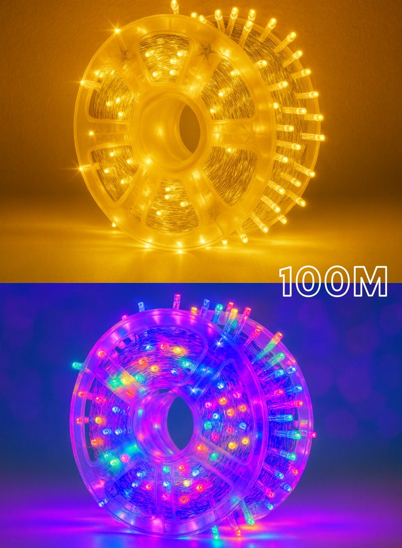 100M Warm White & Multicolor Decoration LED Rope Light on Reel – Golden Glow Decorative String Lights | Flexible, Energy Efficient | Indoor & Outdoor Festival, Party, Christmas & New Year Lighting - Image 1