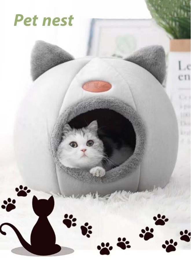 Generic Soft and Comfortable Pet Cave Cat Cave Bed Pet Nest Soft Plush Best Pet Nest Warm Sleeping Cattery Semi-enclosed Pet Cat Dog Sleeping Tent House(L)  - Image 1