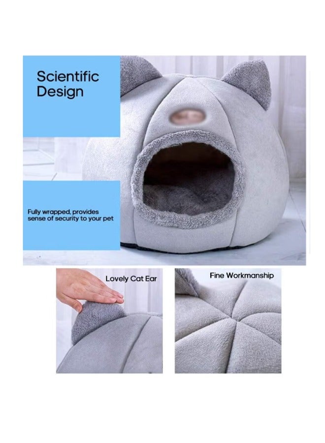 Generic Soft and Comfortable Pet Cave Cat Cave Bed Pet Nest Soft Plush Best Pet Nest Warm Sleeping Cattery Semi-enclosed Pet Cat Dog Sleeping Tent House(L)  - Image 4