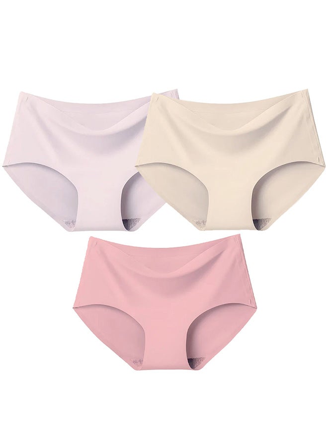 3 Packs Women's Small Size Underwear Silk Women Lingerie Seamless Women High Rise Underwear Multicolour/S(waist 56-62/Weight ≤45kg) - Image 2