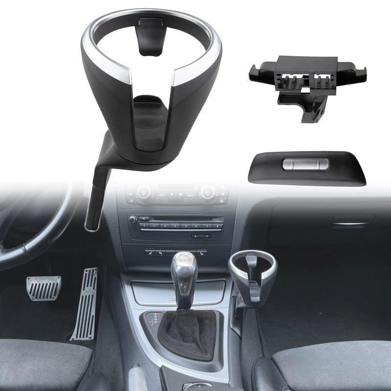 Wocch Removable Front Seat Cup Holder for BMW 135i 128i X1 E82 E88 E81 E82 E82e E87 E87n Center Console Coffee Cup Drink Holder with Base Assembly Kit 51160443082 51169144632 Car Accessories