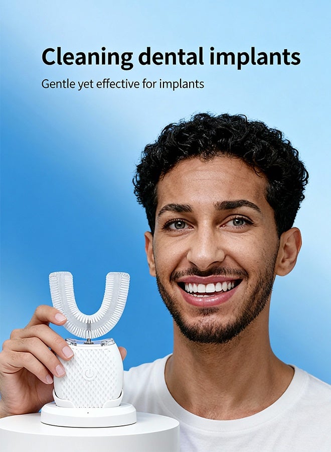 Electric Toothbrush USB Rechargeable Ultrasonic Toothbrush Teeth Cleaning Set. Innovative electric toothbrush for a brighter smile. Fully automatic adult U-shaped electric toothbrush, ultrasonic teeth whitening device, water-based whitening silicone mouthpiece. - Image 5