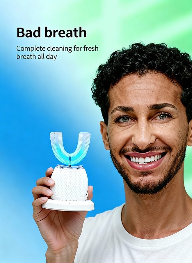 Electric Toothbrush USB Rechargeable Ultrasonic Toothbrush Teeth Cleaning Set. Innovative electric toothbrush for a brighter smile. Fully automatic adult U-shaped electric toothbrush, ultrasonic teeth whitening device, water-based whitening silicone mouthpiece. - Image 3