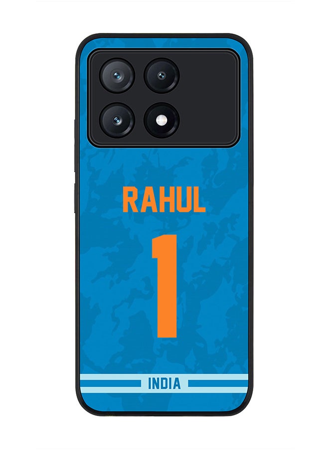 Stylizedd Rugged Black Edge Case for Xiaomi Poco X6 Pro, Slim fit Case Flexible Anti Drop TPU Gel Thin Cover -  Team India KL Rahul, Jersey No 1  - Image 1