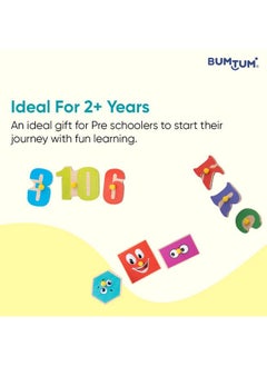 Bumtum BUMTUM Wooden Number(1-20) & Alphabets, Shapes Board Puzzle Games with Knob | Educational Learning Toys Board for Kids 3+ Years (Set of 3, Multicolour)  - Image 2