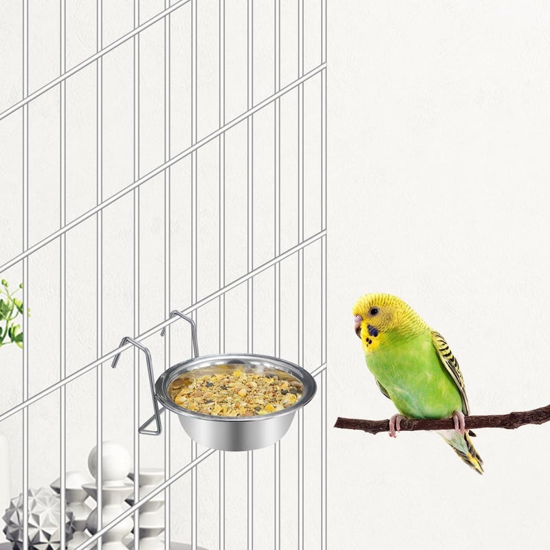 D&C PAWS Stainless Steel Bird Feeding Bowl with Hanger – 250ml Cups for Food and Water, Secure Cage Attachment for Birds, Includes Soft Nesting Material for Added Comfort (Pack of 2) - Image 2