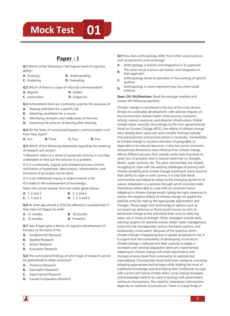 NTA UGC NET/JRF Home Science Book 2024 : Paper I and II (English Edition) - 8 Full Length Mock Tests and 2 Previous Year Papers (1500 Solved Questions) with Free Access to Online Tests  - Image 4