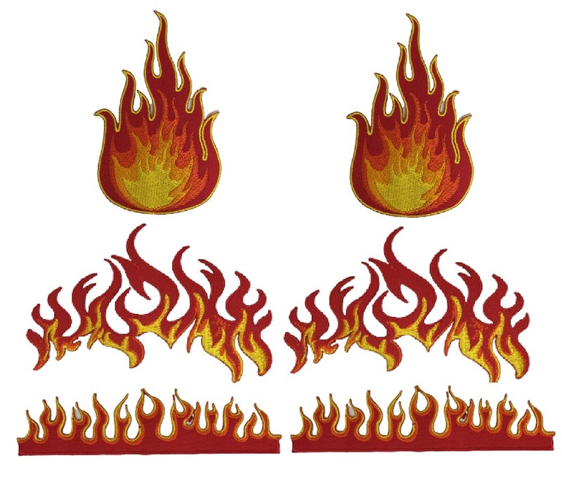 Homry XOmise Set of 6 pcs Fireball Fire Frame Embroidered Patches Sew On Iron On Biker Jackets Shirts Jeans Hats Backpacks