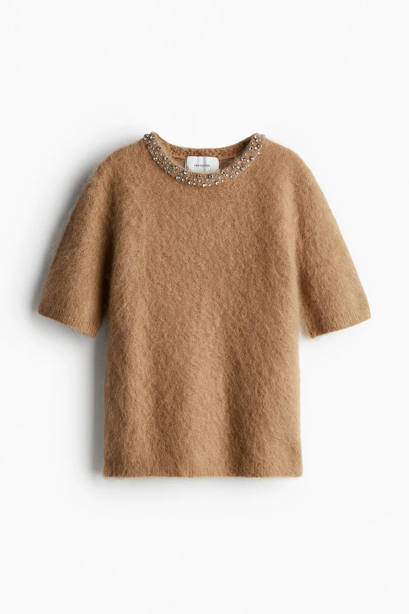 اتش اند ام Embellished Mohair-Blend Top