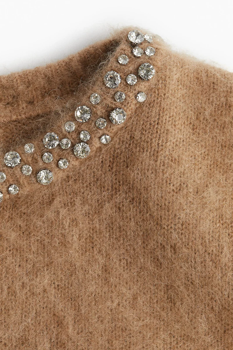 اتش اند ام Embellished Mohair-Blend Top