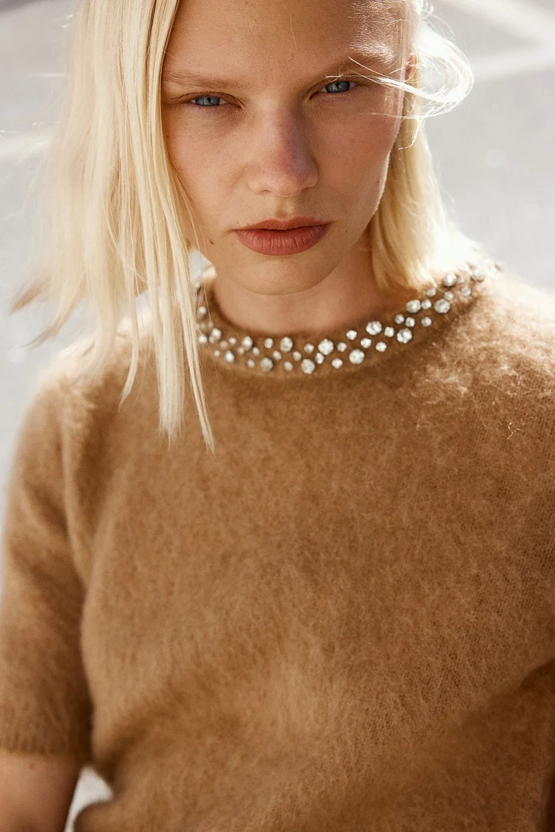 H&M Embellished Mohair-Blend Top