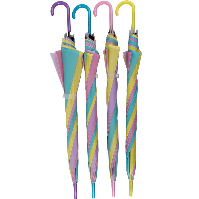 Transparent umbrella wholesale disposable plastic umbrella women high sense transparent umbrella umbrella manufacturers long handle umbrella Frosted Rainbow (color mix) 