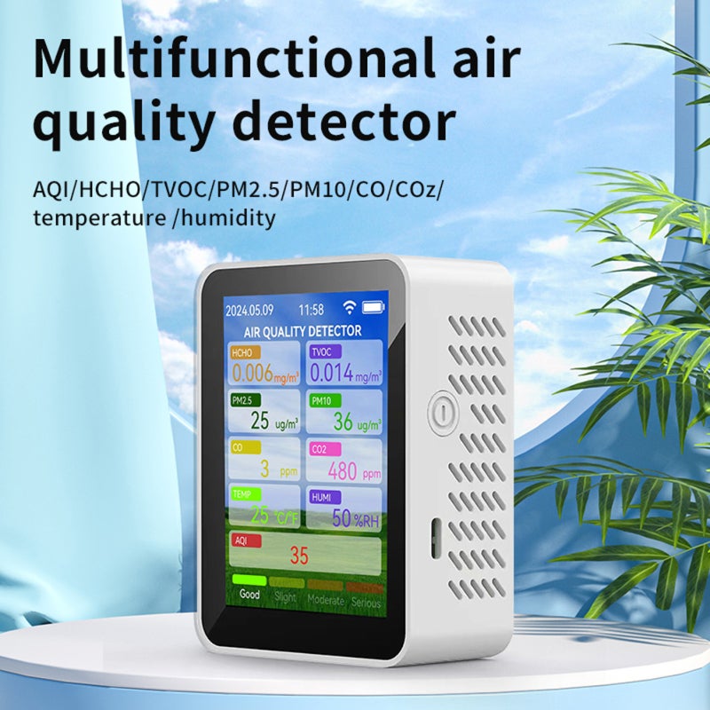 Wifi Air Quality Monitor: White Compact 2.8-In TFT Display - Tuya App Remote Control High-Accuracy Multi-Sensor Detector for Home, Greenhouse, Camping, Factory, Automobile Use - Image 3