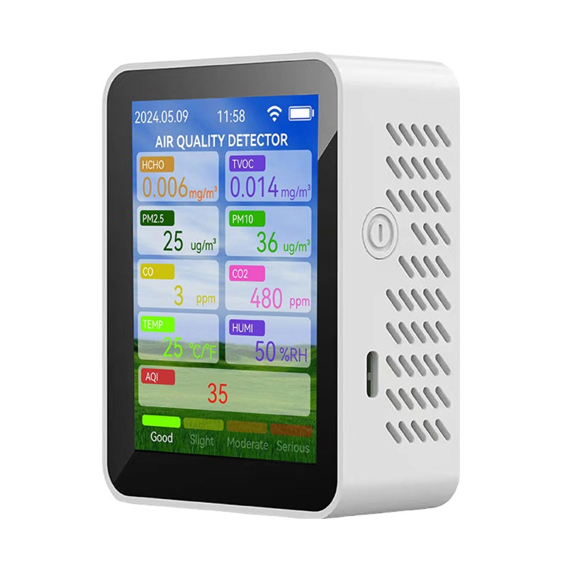 Wifi Air Quality Monitor: White Compact 2.8-In TFT Display - Tuya App Remote Control High-Accuracy Multi-Sensor Detector for Home, Greenhouse, Camping, Factory, Automobile Use - Image 1
