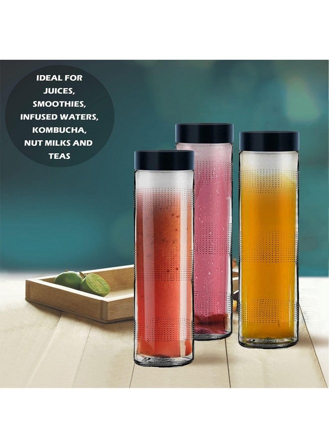 Brezzycloud Glass Fridge Water Bottle with Black Plastic Cap | Leak proof & break-proof | Wide mouth & Easy to Clean | Best Usage for Office/School/College set of 4 750 ml - Image 2