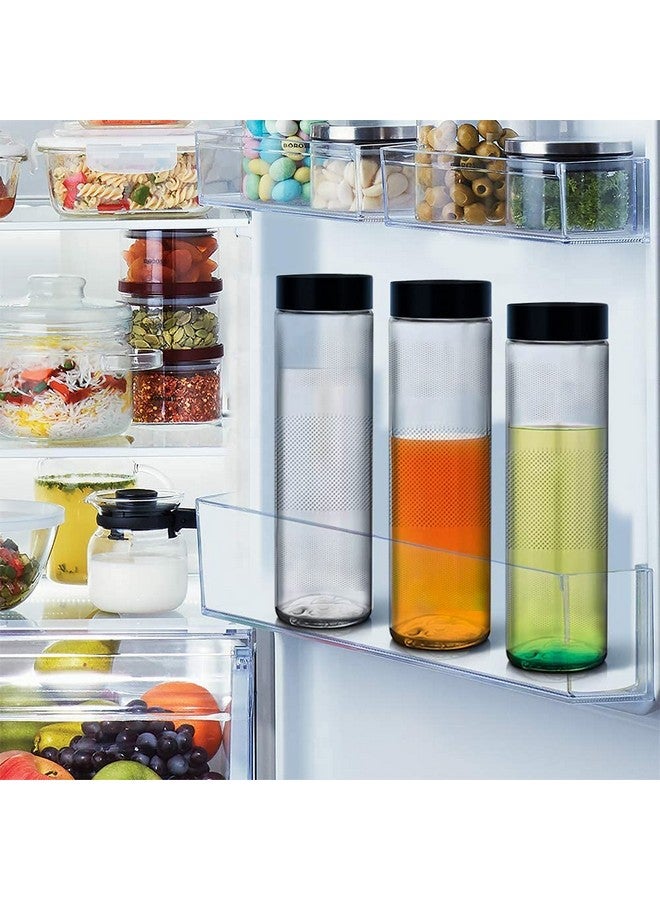 Brezzycloud Glass Fridge Water Bottle with Black Plastic Cap | Leak proof & break-proof | Wide mouth & Easy to Clean | Best Usage for Office/School/College set of 4 750 ml - Image 5