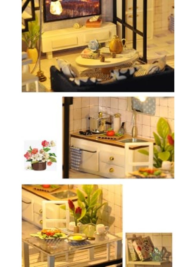 DIY Miniature Dollhouse Kit with Music – Loft House 1:24 Scale, Furniture, Dust Cover, and LED Lights, Handmade Craft Kit for Adults – Perfect Gift for Birthday, Halloween & Home Decor - Image 5