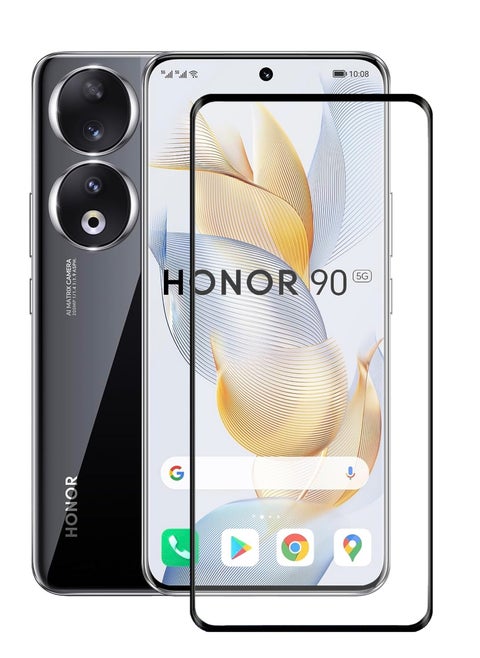 Honor 90 5G Screen Protector – Premium Edge to Edge Tempered Glass Protector, High Transparency, Delicate Touch, Anti-Explosion, Smooth Arc Edges, Easy Installation