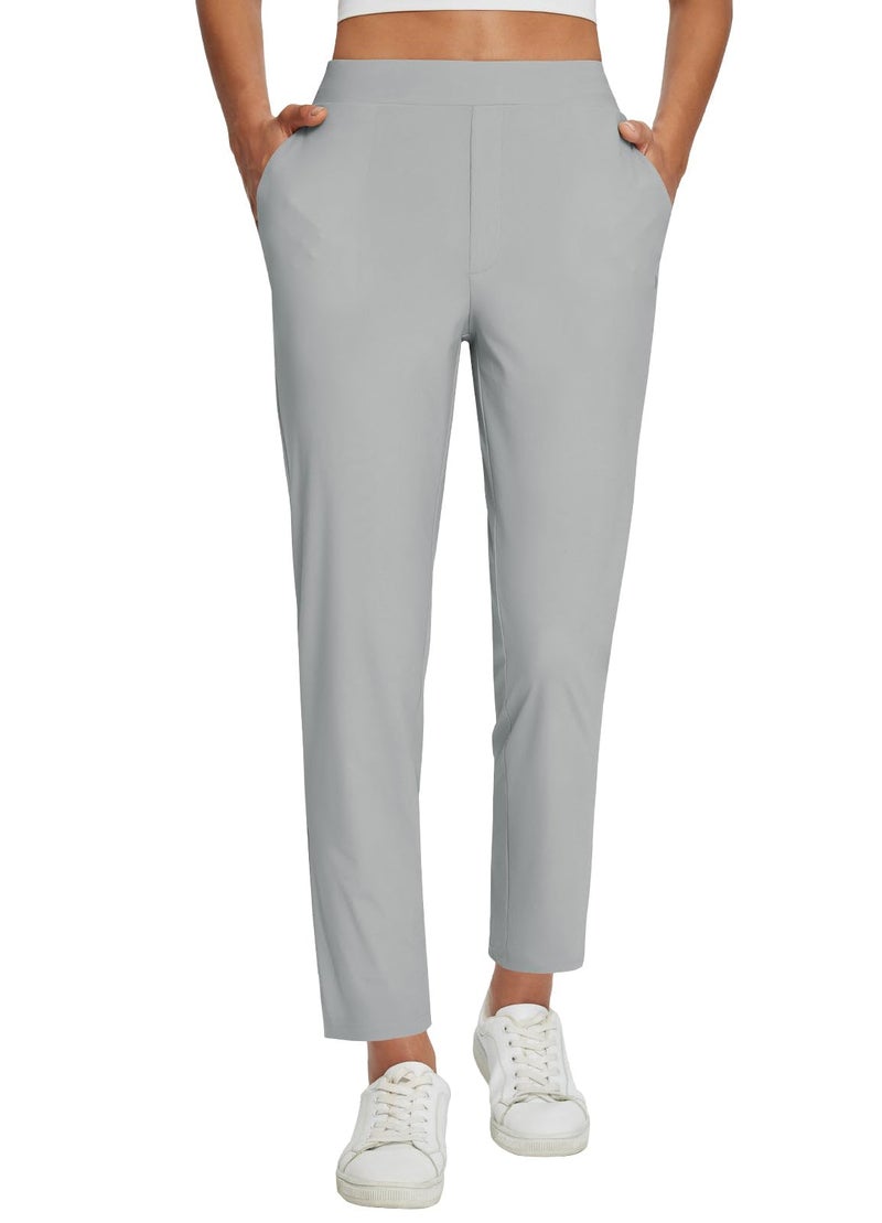 baleaf Womens Work Pants Stretch Petite Dressy Slacks with Pockets Travel Golf Business Casual Light Grey M - Image 1