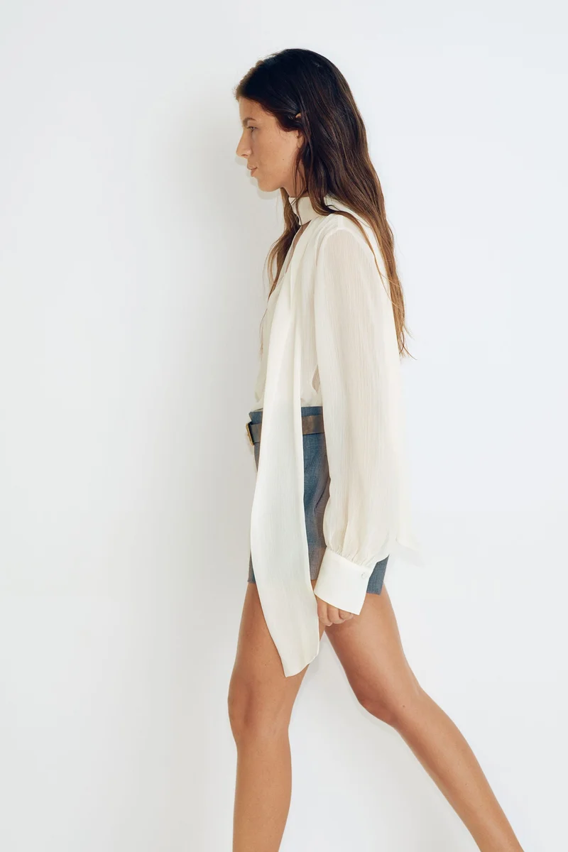 H&M Tie-neck chiffon blouse